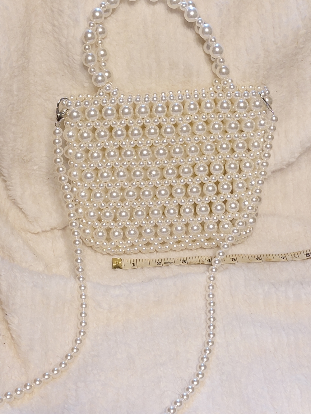 Pearl Beaded Mini Shoulder Bag - Ivory